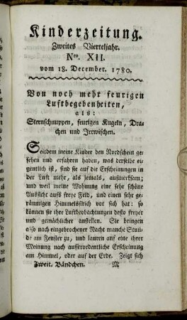 Nro. XII. vom 18. December 1780