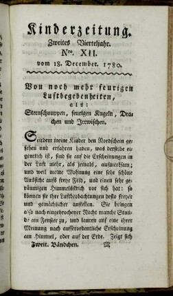 Nro. XII. vom 18. December 1780