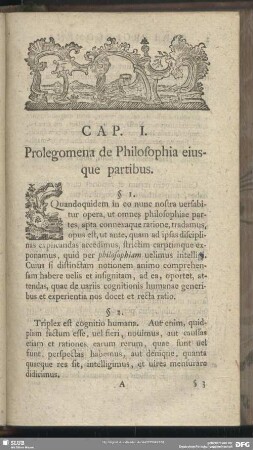 Cap. I. Prolegomena de Philosophia eiusque partibus