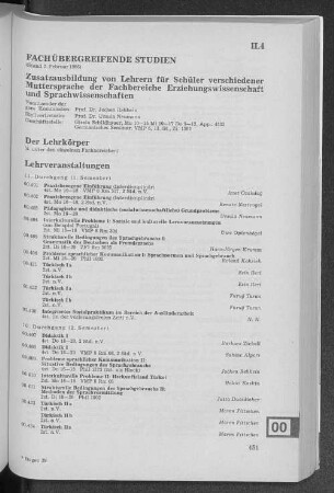 II.4 Fachübergreifende Studien