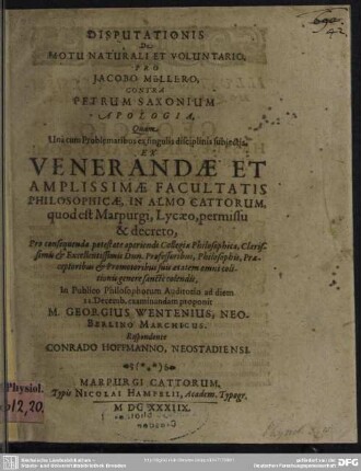 Apologia disputationis de motu naturali et voluntario