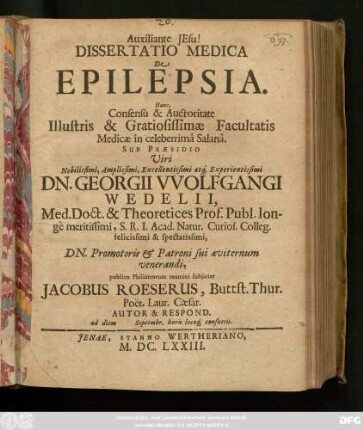 Dissertatio Medica De Epilepsia