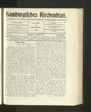 Nr. 15. Hamburg, 9. April 1911. 8. Jahrgang.