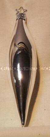 Glasbehang für Weihnachtsbaum: spindelförmiger, silberner Zapfen