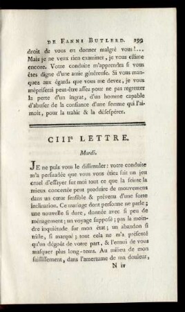 CIIIe Lettre. Mardi.