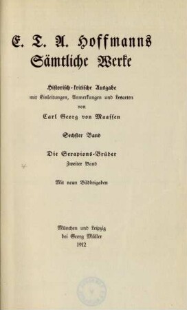 Bd. 6: E. T. A. Hoffmanns sämtliche Werke