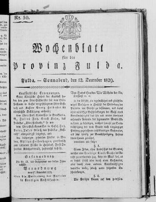 Nr. 50, Ausgabe vom 12. Dezember 1829