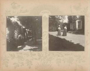 links: Erbgroßherzogin Hilda im Schlossgarten Königstein rechts: Erbgroßherzogin Hilda und ?Kuck? vor Schloss Königstein