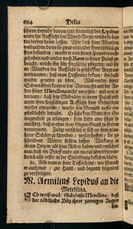 684-685, M. Aemilius Lepidus an die Metellina