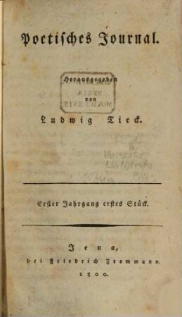 Poetisches Journal. 1, 1. 1800