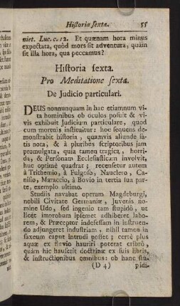 55-68, Historia sexta. Pro Meditatione sexta. De Judicio particulari