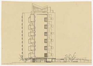 Wohnhochhaus, Emslebener Straße Hindenburg Straße: Ansicht von Süden 2.Variante