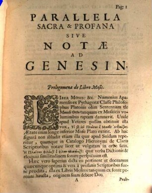 Parallela sacra et profana ... : Sive notae in Genesin