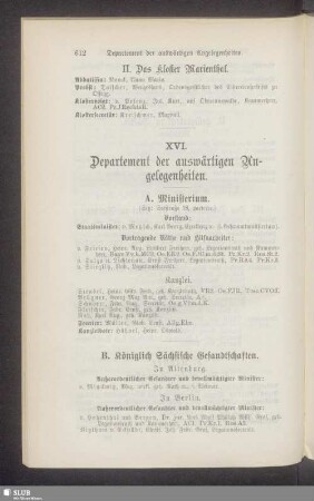 XVI. Departement der auswärtigen Angelegenheiten