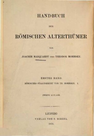 Handbuch der römischen Alterthümer von Joachim Marquardt und Theodor Mommsen, 1