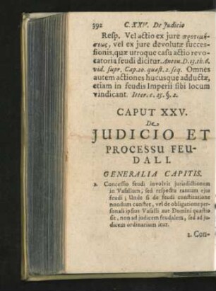 Caput XXV. De Iudicio Et Processu Feudali.