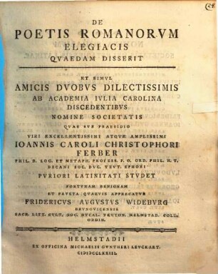 Programma quaedam de poetis Romanorum elegiacis continens