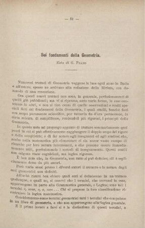 Sui fondamenti della Geometria.