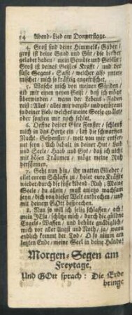 Morgen-Segen am Freytage
