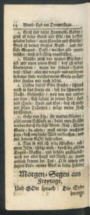 Morgen-Segen am Freytage