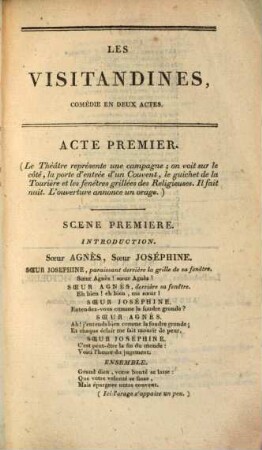 Les visitandines : comédie en deux actes, mêlée d'ariettes