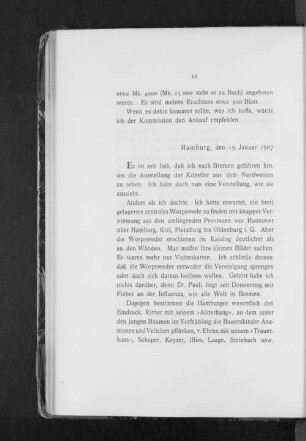 Hamburg, den 15. Januar 1907