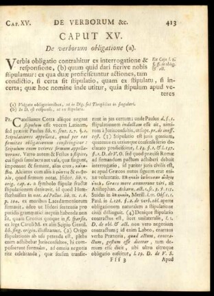 Caput XV. De verborum obligatione (a)