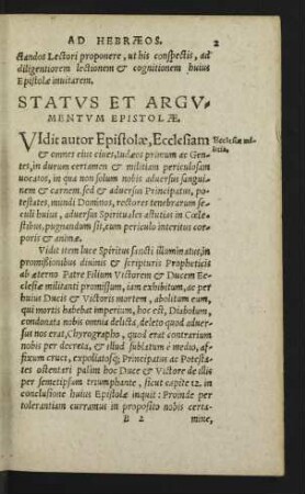 Status Et Argumentum Epistolae.