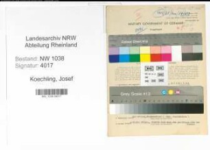 Entnazifizierung Josef Koechling , geb. 09.02.1904 (Beamter)