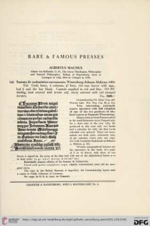 Rare & famous Presses (Nr.249-277)
