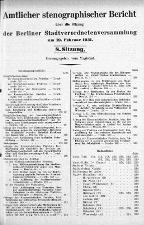 Sitzung 8, 19. Februar 1931