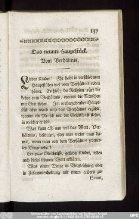 Das neunte Hauptstück. Vom Verhältnis.