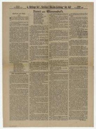 Grabrede auf Dada. In: Sonntag, 27.11.1921. Beilage der Berliner Börsenzeitung Nr. 547