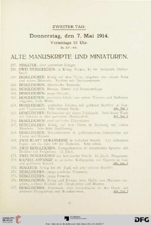 Alte Manuskripte und Miniaturen (Nr. 257-306)
