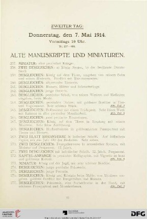 Alte Manuskripte und Miniaturen (Nr. 257-306)
