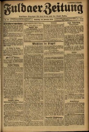 Erste Ausgabe vom Sonntag, den 24. Februar 1924.