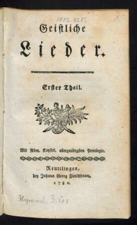 Th. 1: Geistliche Lieder