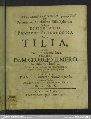 Dissertatio physico-philologica de tilia