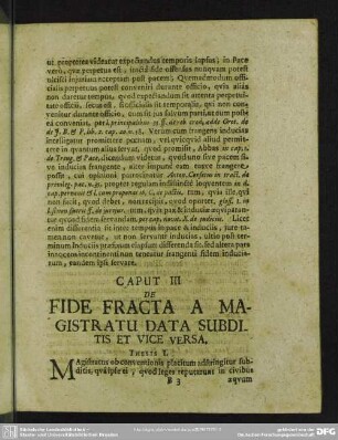 Caput III. De Fide Fracta A Magistratu Data Subditis Et Vice Versa