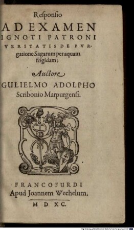 Responsio ad examen Ignoti Patroni Veritatis de Purgatione Sagarum per aquam frigidam