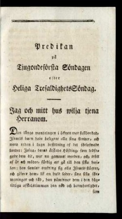 Predikan på Tjugondeförsta Söndagen efter Heliga TrefaldighetsSöndag.
