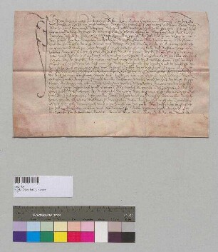 Peter Kirchmair zu Aiterhofen verkauft sein Erbrecht auf einer Hube zu Aiterhofen an Jacob Newpawr.; S: Abt Cristan zu Oberaltaich