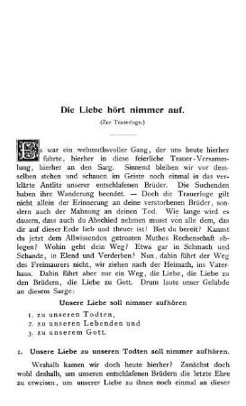 Die Liebe hört nimmer auf.