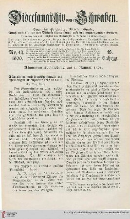 18: Altertümer und Kunstdenkmale des ehemaligen Wengenklosters in Ulm