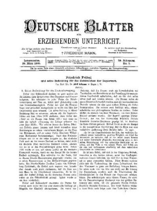 Friedrich Fröbel und seine Bedeutung für das Geistesleben der Gegenwart : (Schluß)