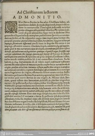 Ad Christianum lectorem, Ad Monitio