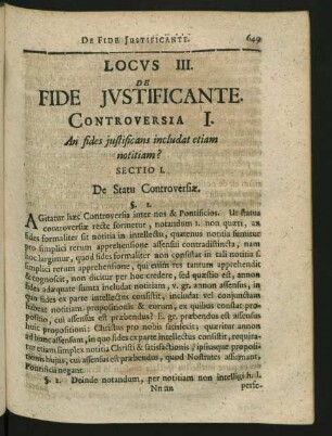 Locus III. De Fide Iustificante