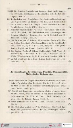 Archaeologie, Architectur, Ornamentik, Malerische Reisen etc (Nr. 38 - 8)