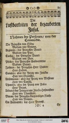 Die Lustbarkeiten der bezauberten Insul