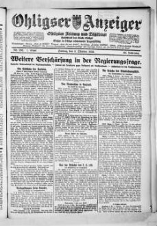 Ohligser Anzeiger : Ohligser Zeitung und Tageblatt ; einzige in Ohligs erscheinende Tageszeitung